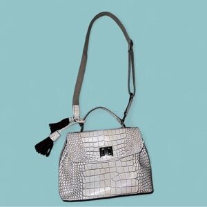 Rare Vintage Authentic J Peterman Croc Bag Made in Italy with crossbody strap